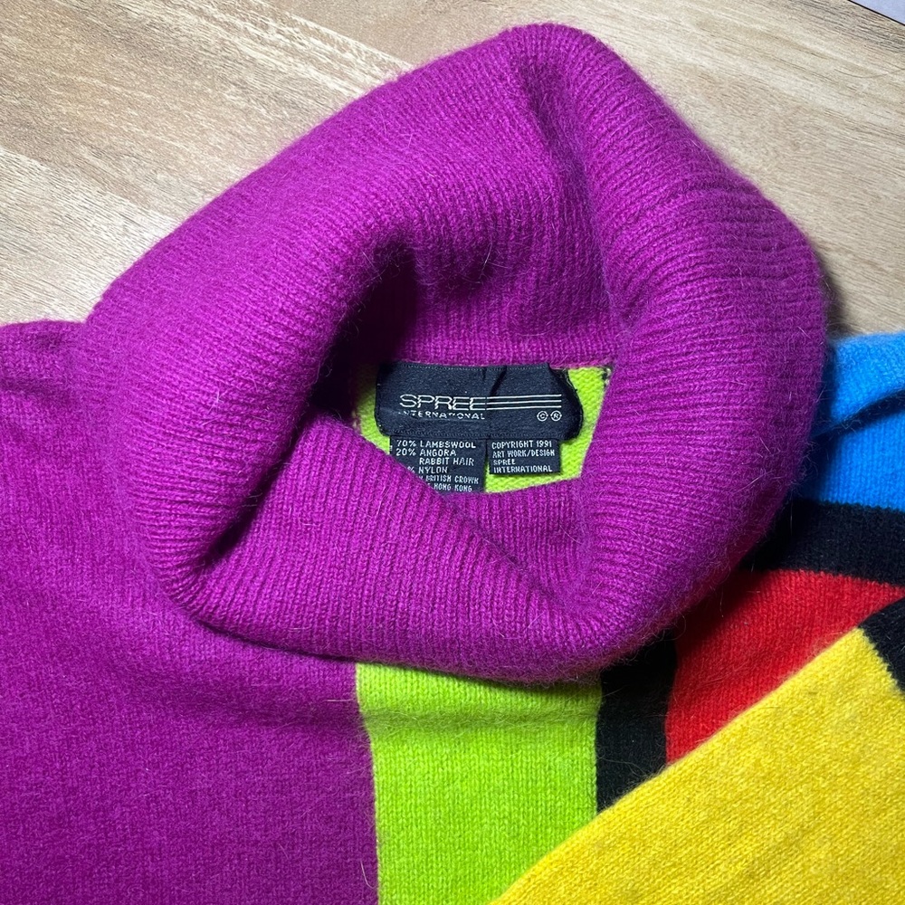 Vintage Multicolor Wool Turtleneck Sweater